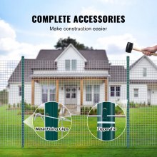 VEVOR 4 Fuß Zaunpfosten, 10er-Pack T-Pfosten Hochleistungs-Zaunpfosten aus Metall, stabile Zaunpfähle aus Stahl für Gartenhof, Rasen, Bauernhöfe und Maschendrahtzäune im Freien, grün