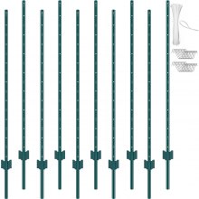 VEVOR 10er-Set Zaunpfosten 152,4cm Weidezaunpfahl Zaunpfahl Metallzaunpfosten