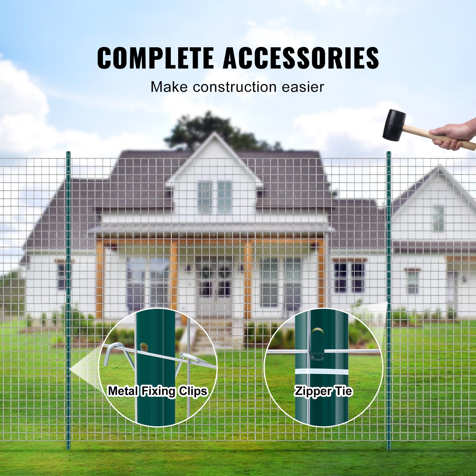 VEVOR 7 Fuß Zaunpfosten, 10er-Pack T-Pfosten Hochleistungs-Zaunpfosten aus Metall, stabile Zaunpfähle aus Stahl für Gartenhof, Rasen, Bauernhöfe und Maschendrahtzäune im Freien, grün