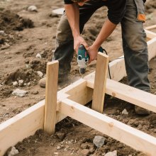 VEVOR Holzpfähle, 25 Stk. 12,7x38,1x609,6 mm Holzpflöcke, Holzpfosten mit scharfer Spitze, Zaunpfähle aus Tannenholz, Wegweiser für Schlammzäune, Hinterhofbegrenzungen, Grundlinien