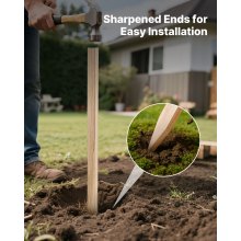 VEVOR Holzpfähle, 25 Stk. 17,53x12,7x1219,2 mm Holzpflöcke, Holzpfosten mit scharfer Spitze, Zaunpfähle aus Tannenholz, Wegweiser für Schlammzäune, Hinterhofbegrenzungen, Grundlinien