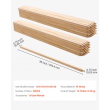 VEVOR Holzpfähle, 50 Stk. 19,05x19,05x914,4 mm Holzpflöcke, Holzpfosten mit scharfer Spitze, Zaunpfähle aus Tannenholz, Wegweiser für Schlammzäune, Hinterhofbegrenzungen, Grundlinien