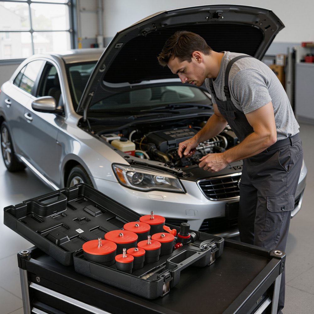 VEVOR  Turbo Ladedruck Lecktester Set 0–80 PSI Prüfset für Turbo System Leckagen mit 4 Paar Gestuften Adaptern 1-3/8 bis 3-1/2 Zoll inkl Luftanschlüssen zur Ladeluftkühler und Ansaugrohr Prüfung