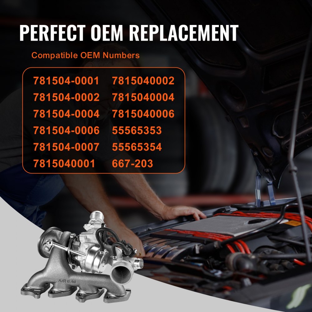 VEVOR Kompletter Turbolader mit Dichtungssatz und Magnetventil, Turbolader kompatibel mit GM (Chevy) Cruze 2011-2015 / Sonic 2012-2020 / Trax 2013-202 /  Buick Encore 2013-2021