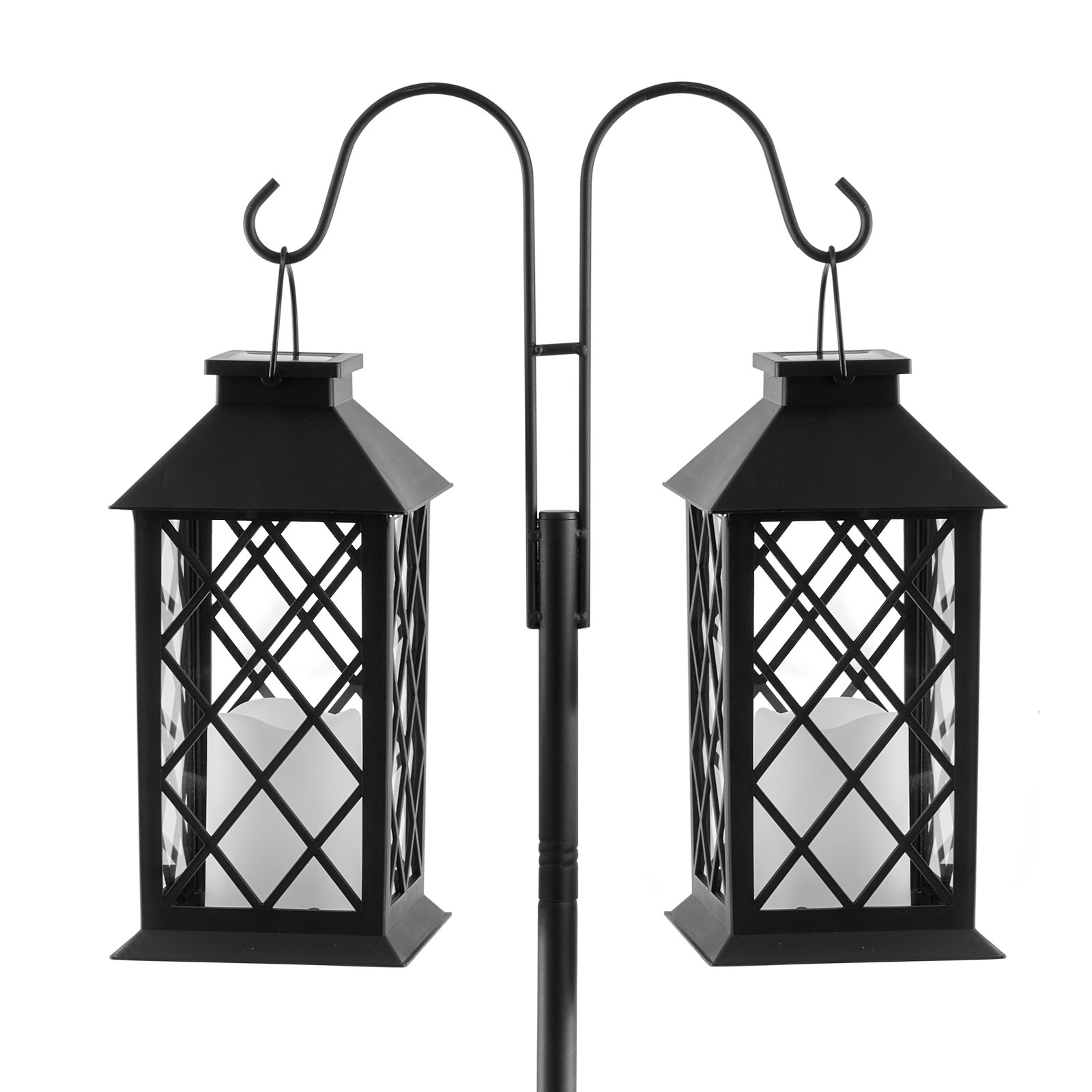 VEVOR Schäferhaken 8er-Pack, Hirtenhaken 156 cm, Garten Doppelhaken Laternenstab, 1,9 cm dicke Gartenhaken zum Aufhängen von Kolibri-Futterspendern, Pflanzenkörben, Solarlaternen, Windspielen