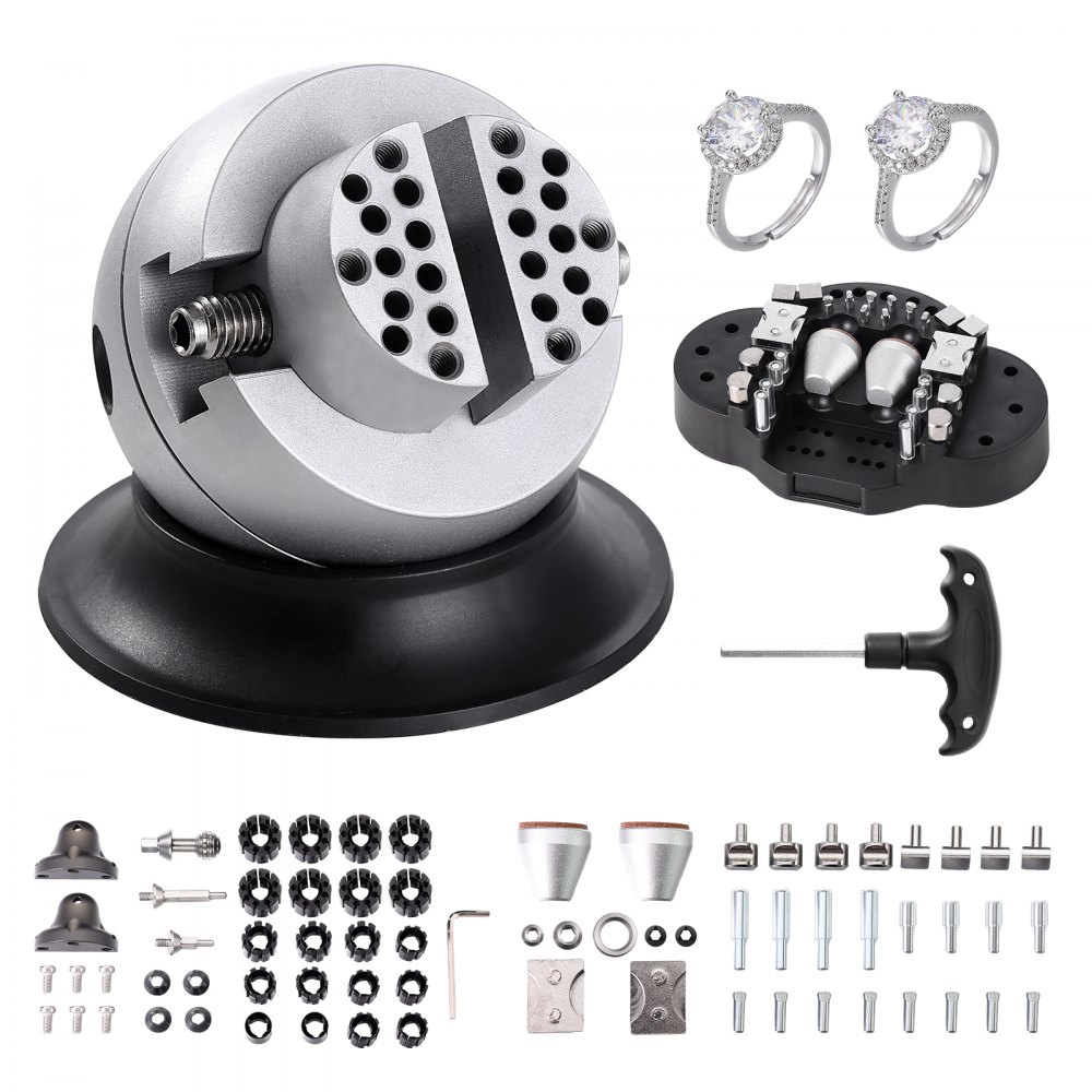 VEVOR Kugelschraubstock, 3-Zoll-Gravur-Einstellwerkzeug, 360° drehbarer Gravurblock-Schraubstock, 70-teiliger Aufsatz, Schmuck-Gravurblock-Werkzeuge, Standardblock für Edelsteineinlagen und kleine Gra