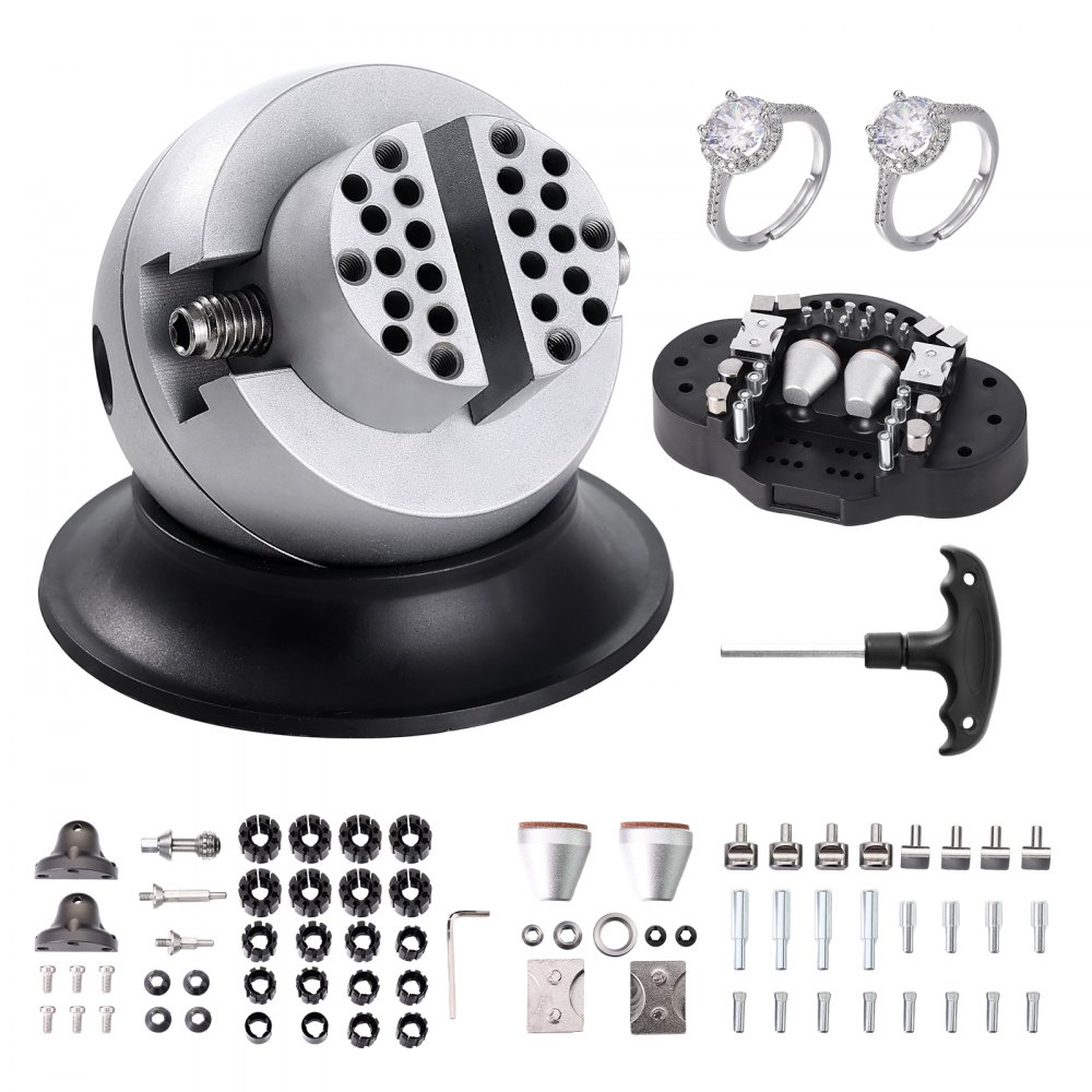 VEVOR Kugelschraubstock, 3-Zoll-Gravur-Einstellwerkzeug, 360° drehbarer Gravurblock-Schraubstock, 70-teiliger Aufsatz, Schmuck-Gravurblock-Werkzeuge, Standardblock für Edelsteineinlagen und kleine Gra