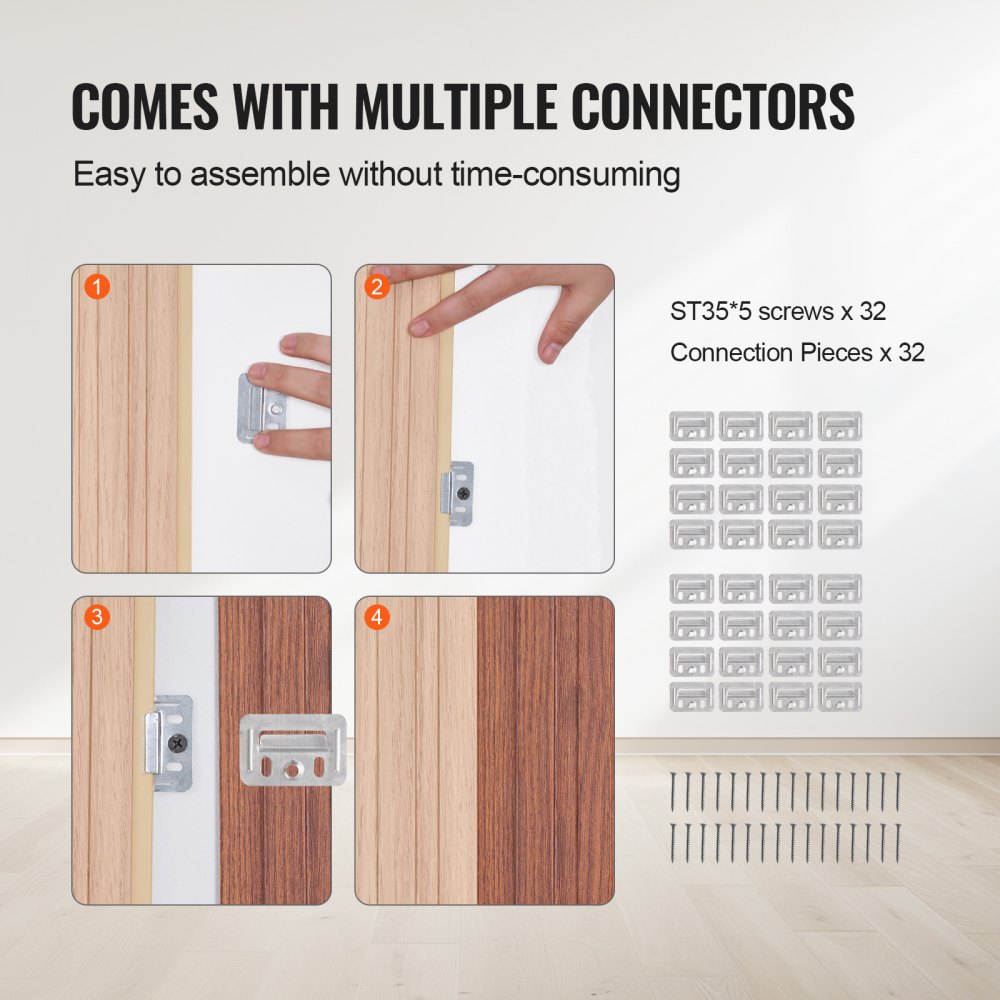 VEVOR Akustikpaneele, Akustikplatten, 2450 x 166mm, WPC-Akzent-Holzwandpaneele für moderne Innenwände, Wandpaneele in Holzoptik für stilvolles Dekor & Geräuschreduzierung, Eschenholz, 8er-Set