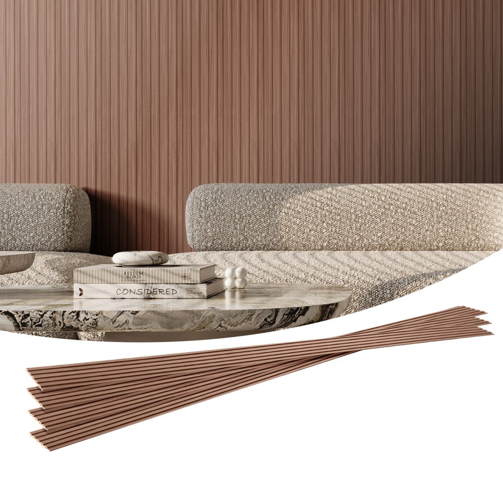 VEVOR Akustikpaneele 8er-Set, Akustikplatten, 2450 x 166 mm, WPC-Akzent-Holzwandpaneele für moderne Innenwände, Kunstholz-Wandplatten für stilvolles Dekor und Geräuschreduzierung, Graueiche