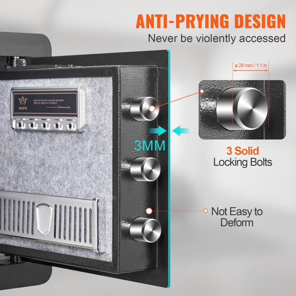 VEVOR Safe 1.2 cubic foot, furniture safe with fireproof money bag, password & key, digital home safe, removable shelf, inner cabinet, wall safe for cash, jewelry, documents, etc.