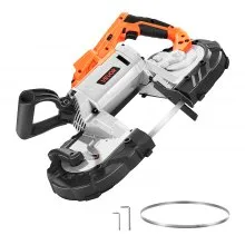 VEVOR 20V Akku Bandsäge, 127x115mm Schnitttiefe, Metallbandsäge, kabelloses & kompaktes Portaband, Aufhängehaken, 0–120 m/min variable Drehzahl, zum Schneiden von Metall, Holz (nur Werkzeug)