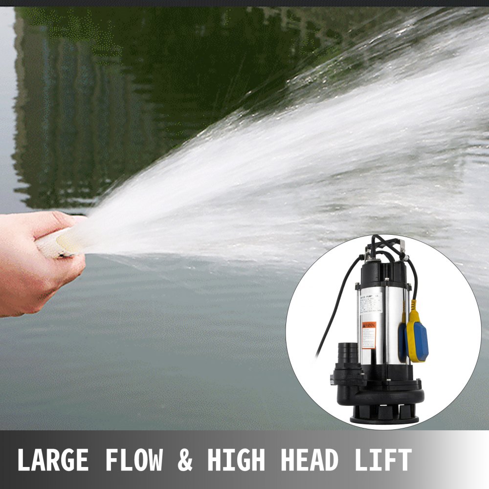 Vevor Edelstahl Schmutzwasserpumpe Tauchpumpe 1500w 36000 L/h