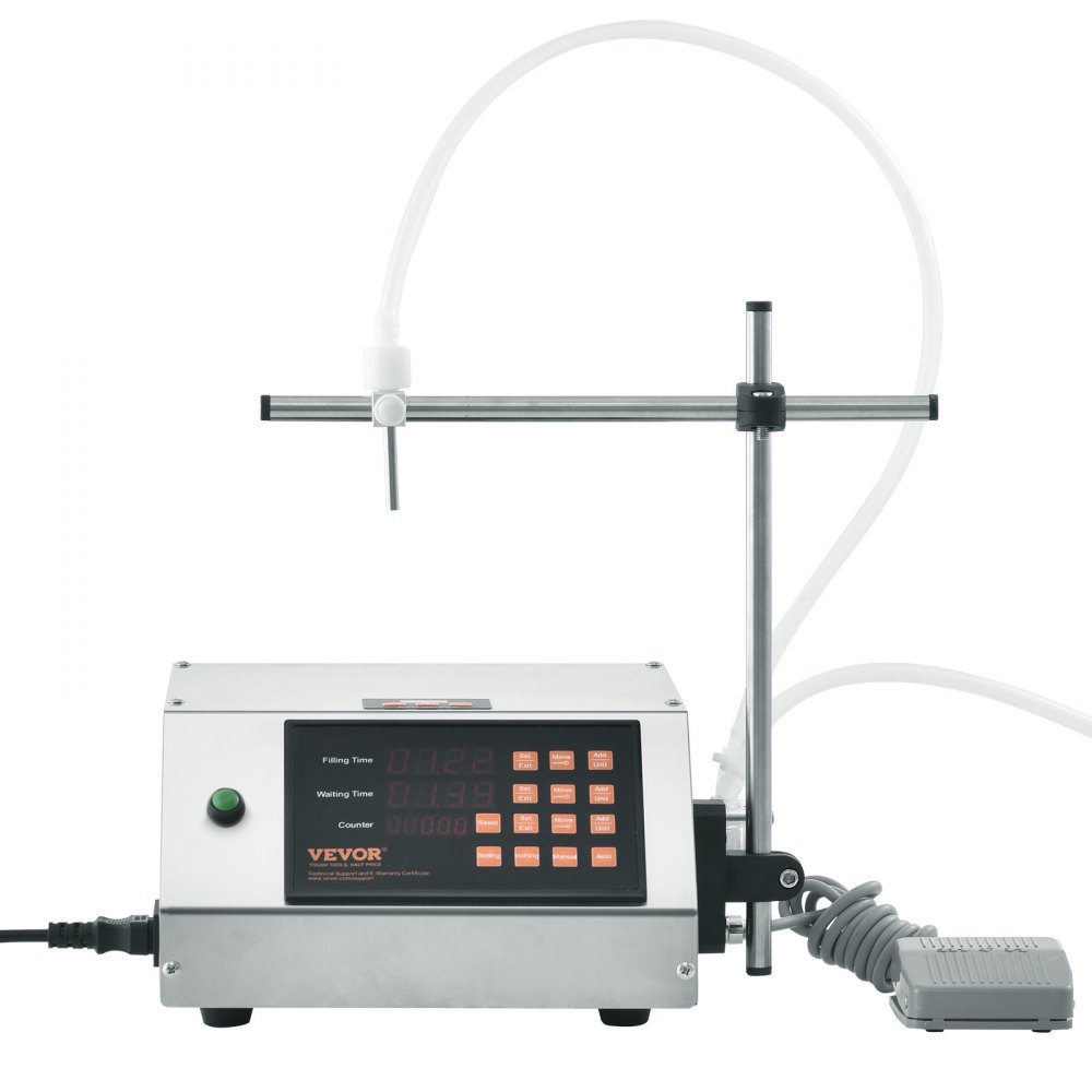 VEVOR Abfüllmaschine Automatisch/Pedalschalter Flüssigkeitsabfüllmaschine 650 ml/min Flaschenabfüllmaschine 29,5 x 24 x 13,7 cm Pastenfüllmaschine Edelstahl 201 Füllmaschine Digital Wein Milch usw.
