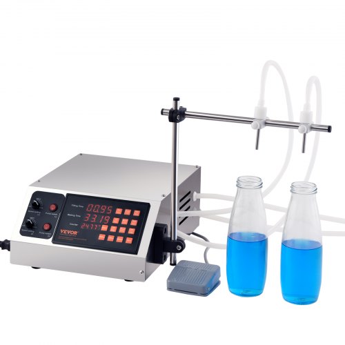 VEVOR Abfüllmaschine Doppeldüse mit unabhängigen Füllkanälen Flüssigkeitsabfüllmaschine 3,7 L/min Flaschenabfüllmaschine 34 x 26 x 14 cm Pastenfüllmaschine Edelstahl Füllmaschine Wein Milch usw.