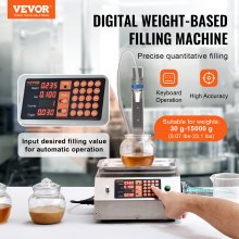 VEVOR Flüssigkeitsfüllmaschine, 30–15000 g Wiegekapazität, automatische Flaschenfüllmaschine, Abfüllmaschine, digitale Steuerung für Milch, Wasser, Öl, Wein, Getränke, Reinigungsmittel, Shampoo