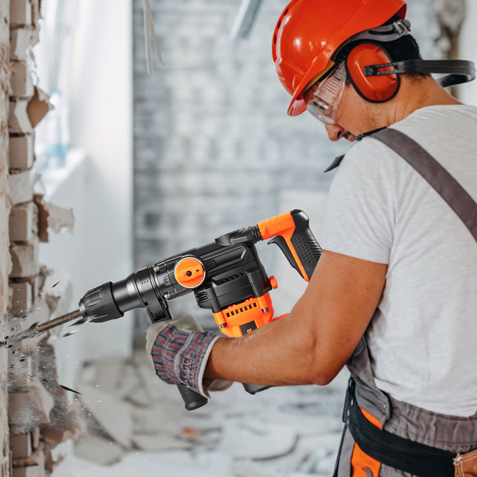 VEVOR Bohrhammer Schlagbohrer Akku-Bohrer 26mm 3 Modi SDS-Plus Meißelhämmer