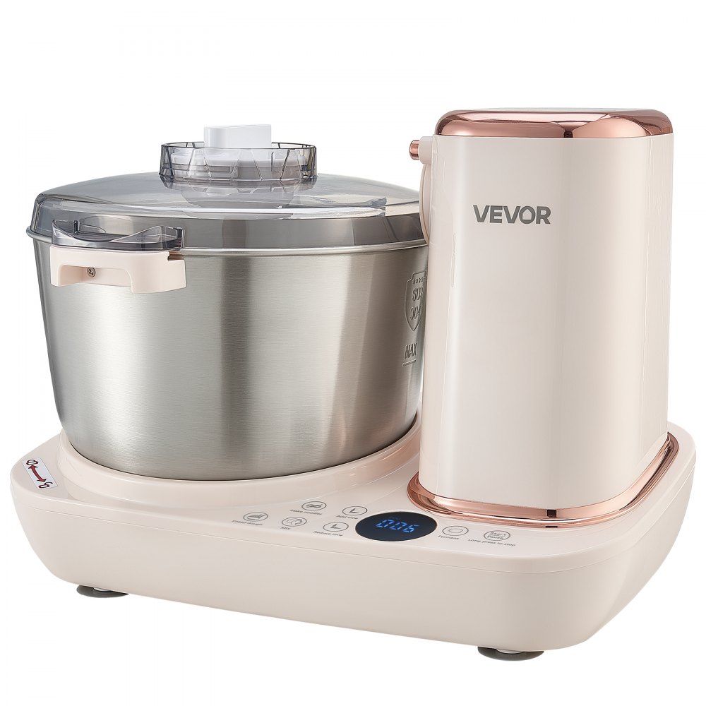 VEVOR Teigknetmaschine Gärfunktion Nudel-Extrusionsfunktion 5 L Elektrisch Geeignet für Brot, Pizza und Nudeln, mit 7 Formscheiben, Abnehmbarem Einfüllschacht und Digitalem Bedienfeld für 4-5 Personen