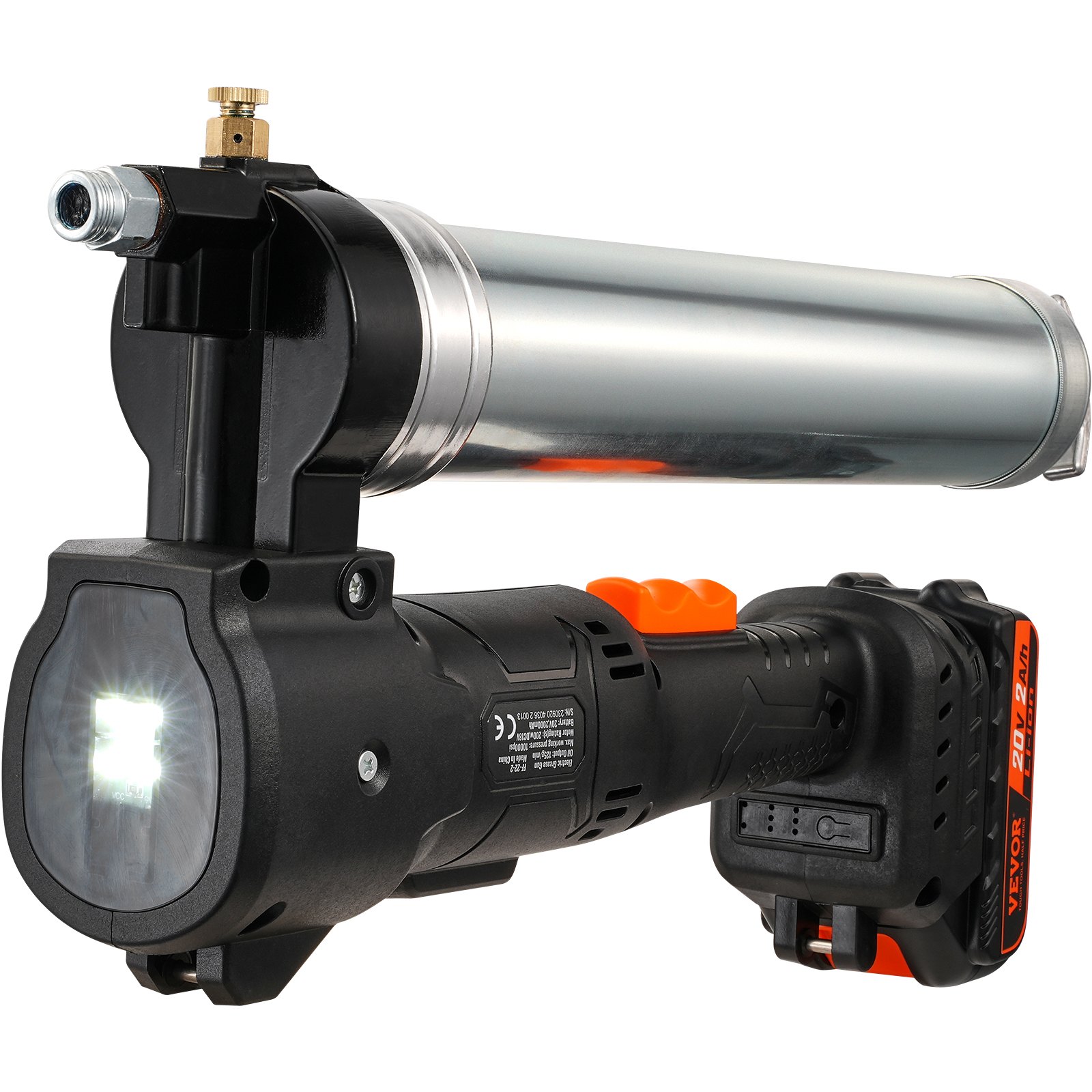 VEVOR 20V Cordless Grease Gun 500g, 10,000 PSI Working Pressure, 125g/min Oil Flow Rate, Includes 2 x 2.0Ah Batteries, Φ9x990mm Hose and Fast Charger