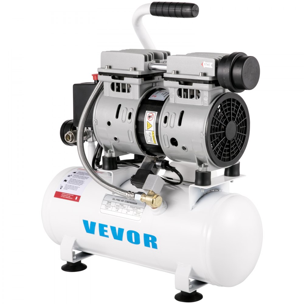 VEVOR Flüsterkompressor 9 L, Leise Ölfrei Kompressor 550 W, Ölfrei Luftkompressor 58 dB, Druckluftkompressor 230 V 50 Hz, Silent Druckluft Kessel 4 CFM Abgasvolumen, mit Eingebauten Abluftventilator