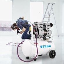 VEVOR Flüsterkompressor 25 L, Leise Ölfrei Kompressor 750 W, Ölfrei Luftkompressor 60 dB, Druckluftkompressor 220 V, Silent Druckluft Kessel 165 L / min Abgasvolumen, mit Eingebautem Abluftventilator