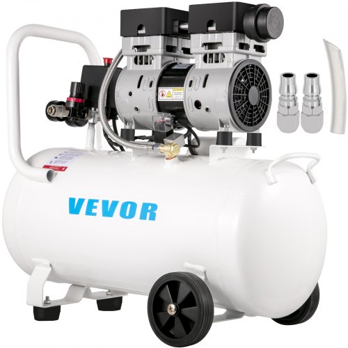 VEVOR Flüsterkompressor 50 L, Leise Ölfrei Kompressor 750 W, Ölfrei Luftkompressor 65 dB, Druckluftkompressor 230 V, Silent Druckluft Kessel 170 L / min Abgasvolumen, mit Eingebautem Abluftventilator