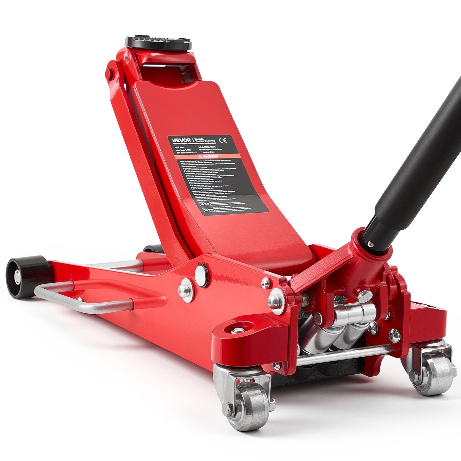 VEVOR Hydraulischer Rangierwagenheber 3 t Tragkraft, Flacher Wagenheber aus Aluminium mit Doppelkolben-Schnellhubpumpe, Autoheber für Sportwagen SUVs Pickups, 85-515 mm Hubbereich, Rot