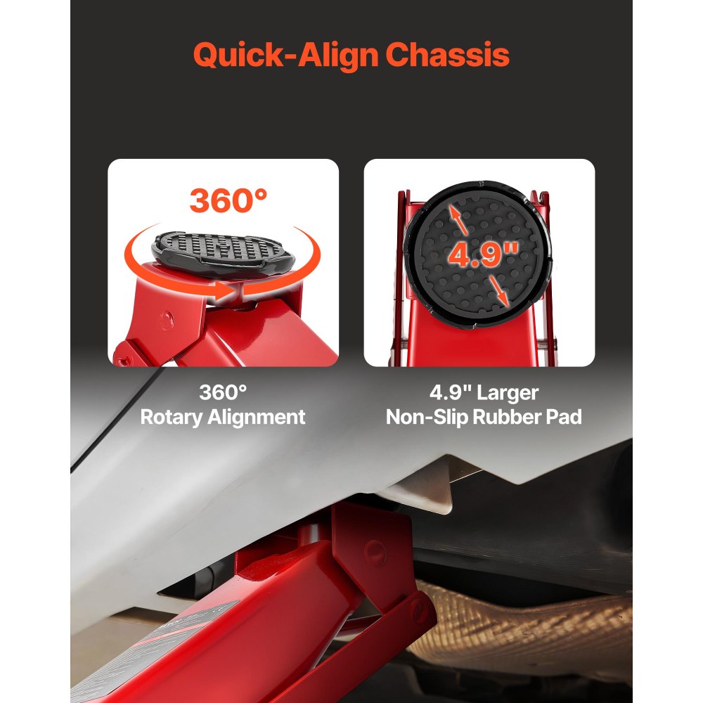 VEVOR Hydraulischer Rangierwagenheber 3 t Tragkraft, Flacher Wagenheber aus Stahl mit Einkolben-Schnellhubpumpe, Autoheber für Sportwagen SUVs Pickups, 13–50 cm Hubbereich, Rennwagenheber Rot
