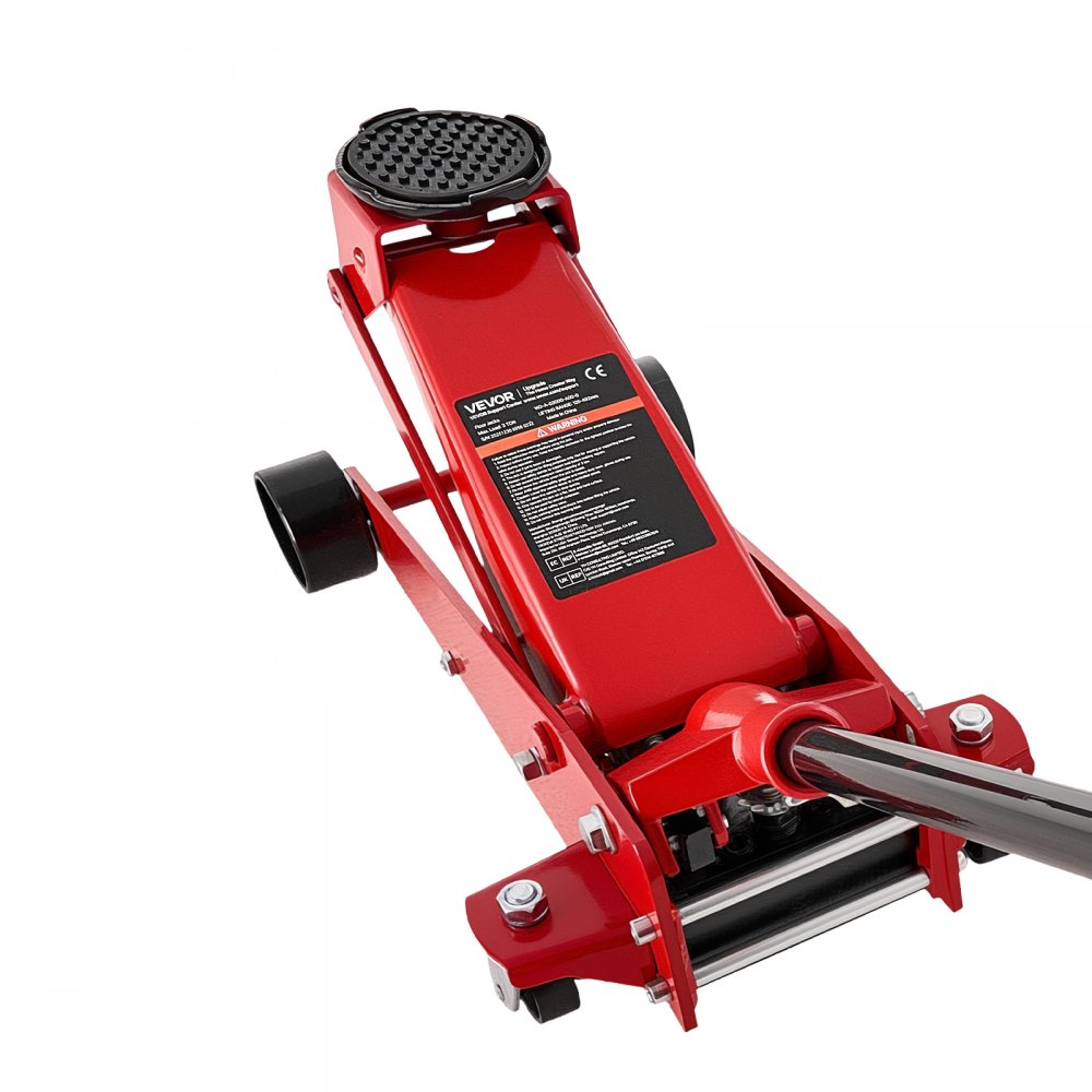 VEVOR Hydraulischer Rangierwagenheber 3 t Tragkraft, Flacher Wagenheber aus Stahl mit Einkolben-Schnellhubpumpe, Autoheber für Sportwagen SUVs Pickups, 13–50 cm Hubbereich, Rennwagenheber Rot