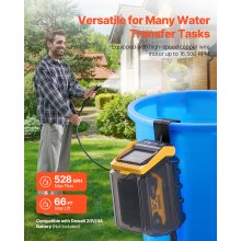 VEVOR Regenfasspumpe 2000L/h Wasserpumpe Dewalt 20V MAX-Akku (Nicht Enthalten)