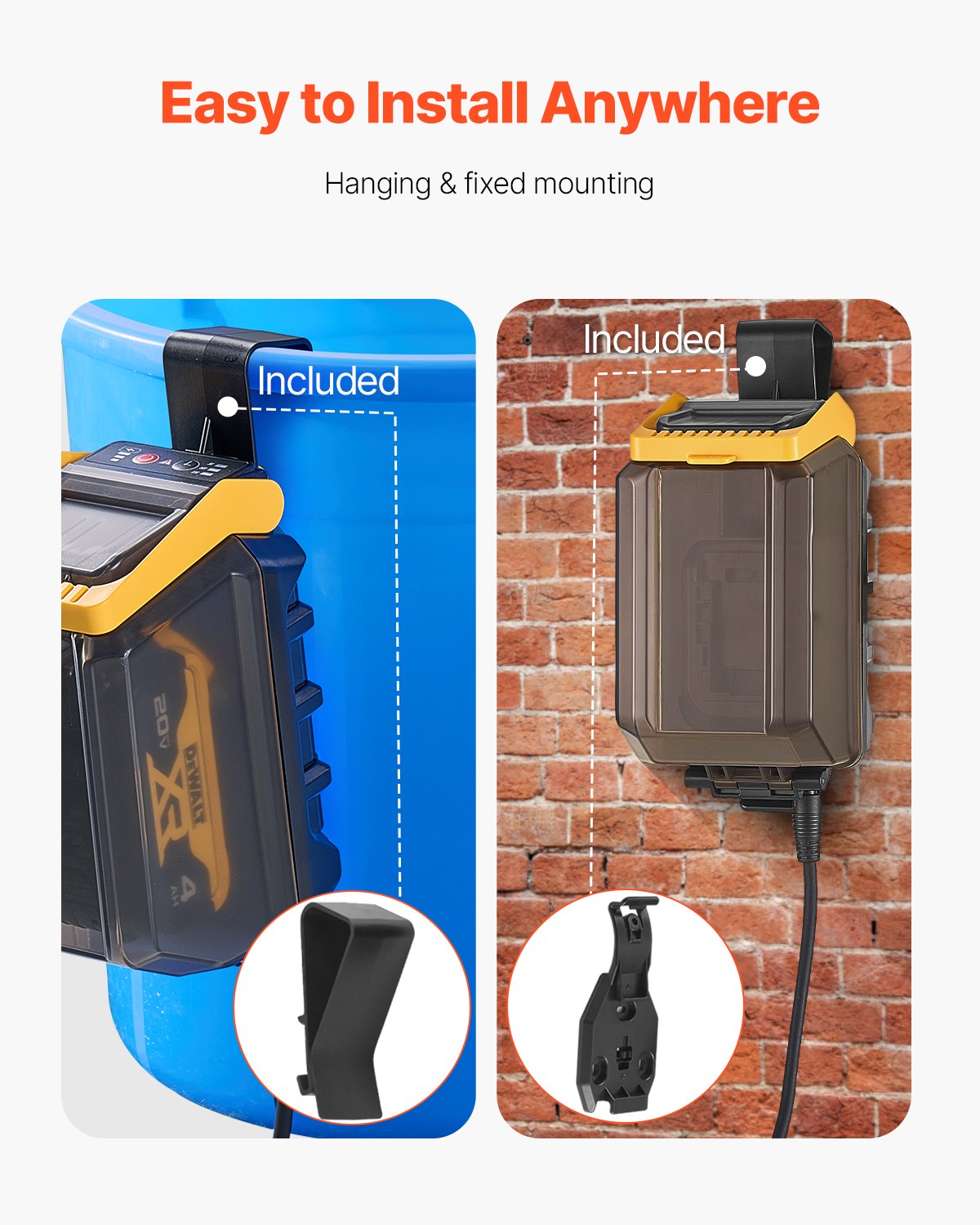 VEVOR Kabellose Tauch-Wassertransferpumpe, 528GPH, tragbare Sumpfpumpe mit G3/4-Zoll-Gartenschlauch, kompatibel mit Dewalt 20V MAX-Akku (ohne Akku), elektrische Mehrzweckpumpe für Pool, Garten, Teich