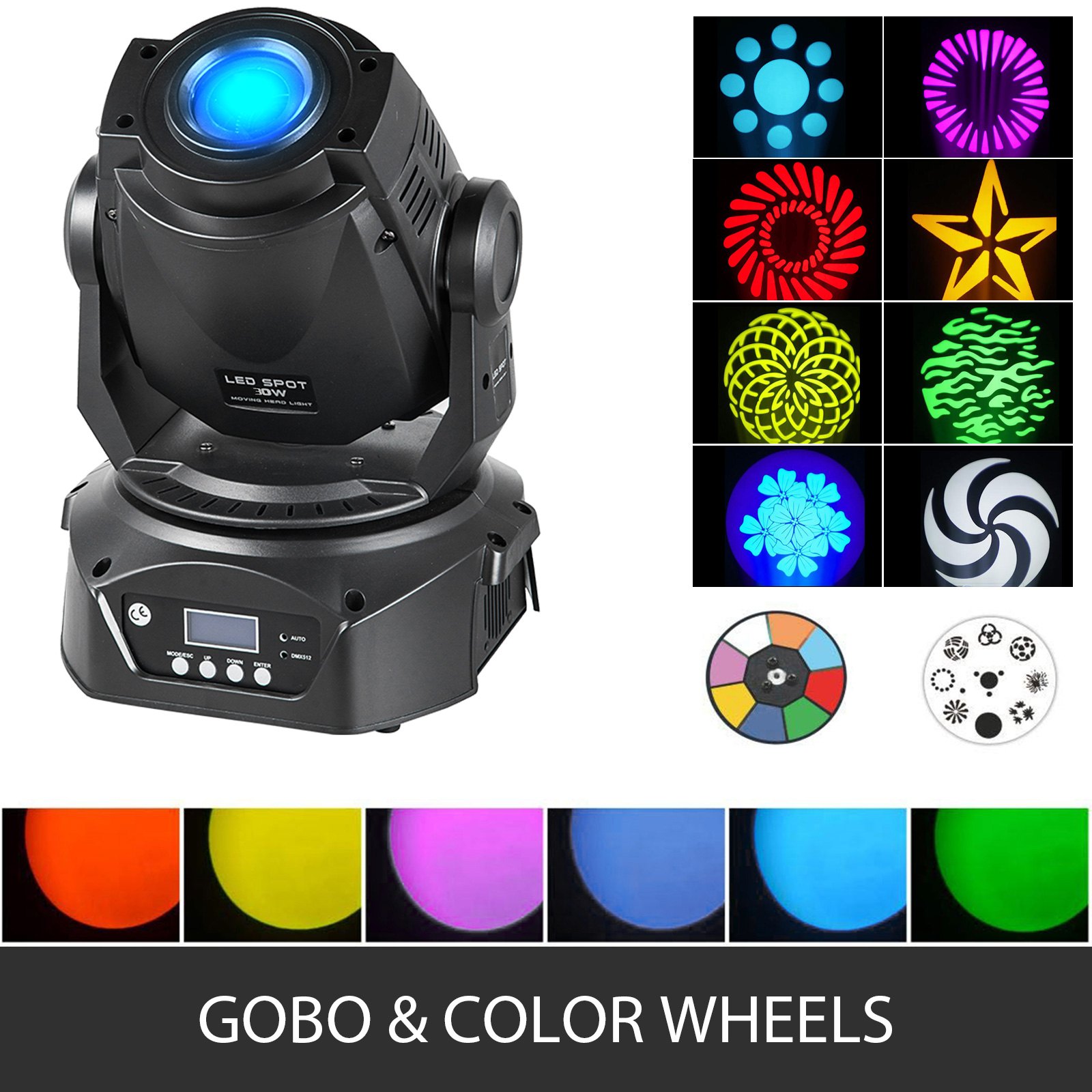 2X 30W LED Moving Head Licht DMX 512 Bühnenlicht Bühnenbeleuchtung 7 Farbwechsel