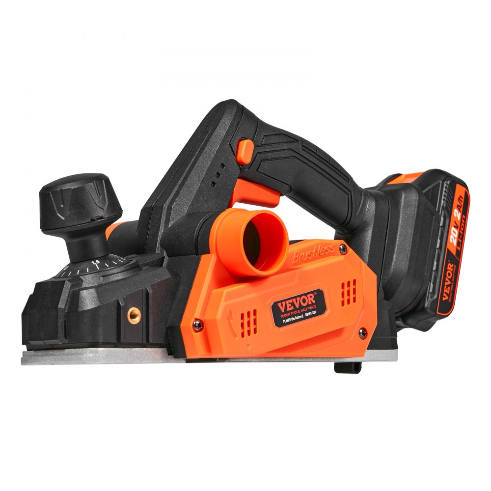 VEVOR Akku-Hobel 20V 800W Handhobel 82mm Breite Hobelmaschine 2mm Hobeltiefe Elektrohobel 16000U/min Einhandhobel mit HSS-Klingen und doppeltem Staubauslasssystem Hobekl Handhobelmaschine