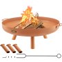 VEVOR Feuerschale 77 cm Durchmesser, 15 cm Tiefe Feuerkorb  28 cm Höhe Kohlenstoffstahl Feuerschale, Gartenfeuer Feuerkorb Feuerstelle mit für Stützbeinen BBQ, Heizung, Terrasse, Lagerfeuer