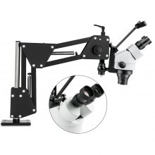 VEVOR Zoom Trinokulares Stereomikroskop WF10X 20mm Binokulares Stereo Säulenständer für Jewelry Tools (3.5X-90X) Mikroskop, Silbe, 1 Count (Pack of 1) Multi-Directional Microscope