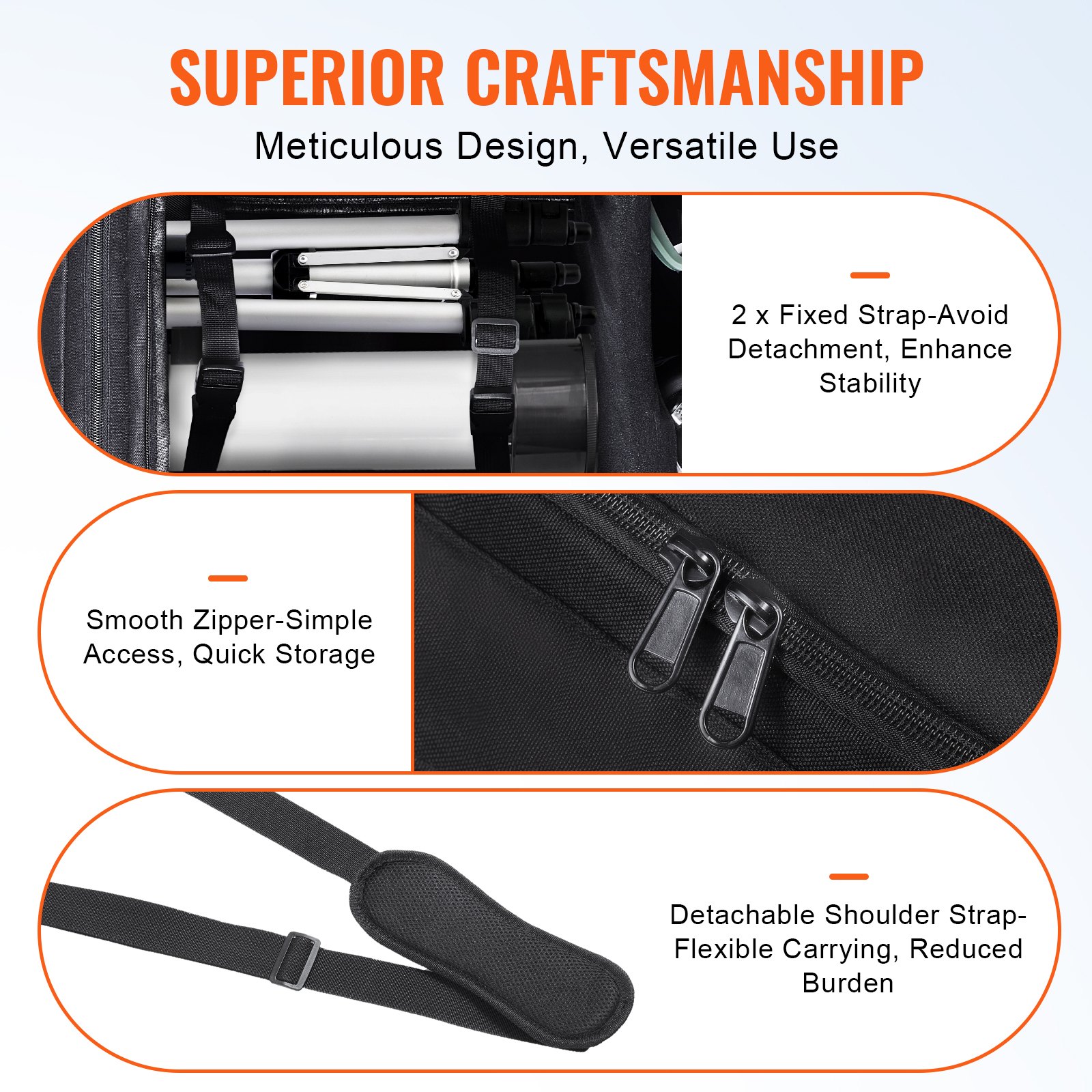 VEVOR Teleskoptasche, 560 mm, Transporttasche für Teleskope mit festen Schnallen, mehrere Taschen & abnehmbare Trennwand für Teleskope, Teleskop-Tragetasche zur Sicherung von optischem Tubus & Stativ
