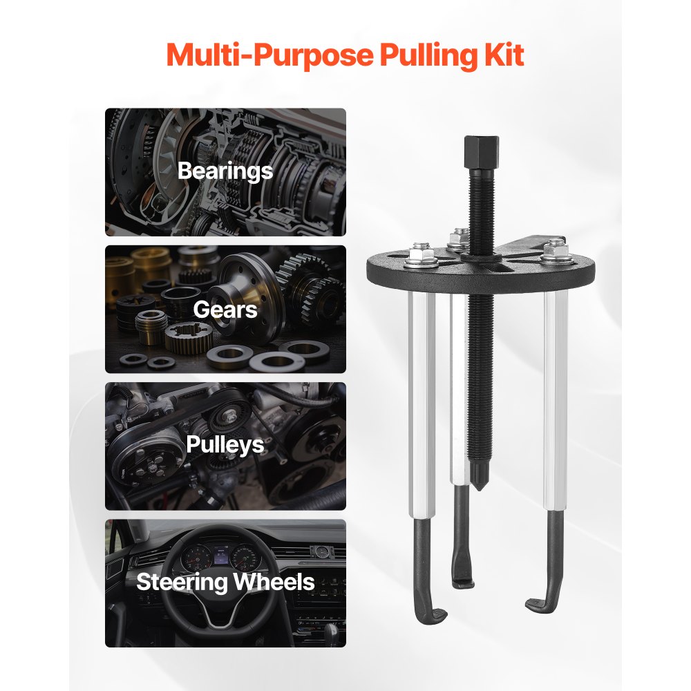 VEVOR 21-in-1 Bearing Puller Set, 21 PCS 3-Jaw Hook Puller for Internal External Bearings and Bearing Without Inner Shaft, Multifunctional Bearing Removal Tool with Heavy Duty Portable Storage Case