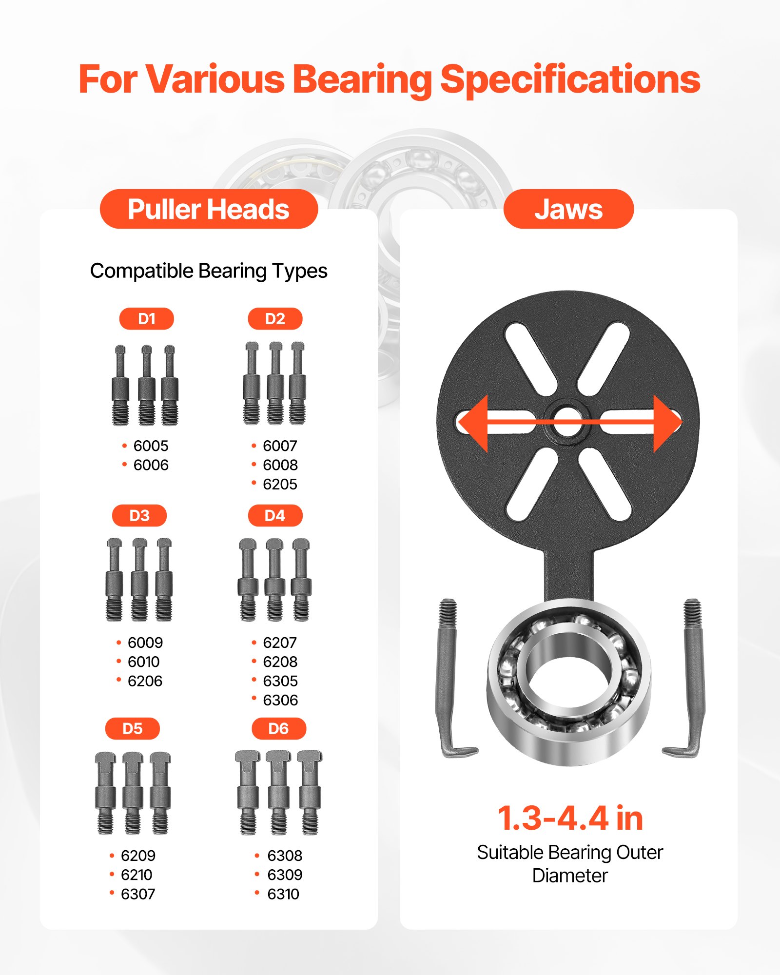 VEVOR 21-in-1 Bearing Puller Set, 21 PCS 3-Jaw Hook Puller for Internal External Bearings and Bearing Without Inner Shaft, Multifunctional Bearing Removal Tool with Heavy Duty Portable Storage Case