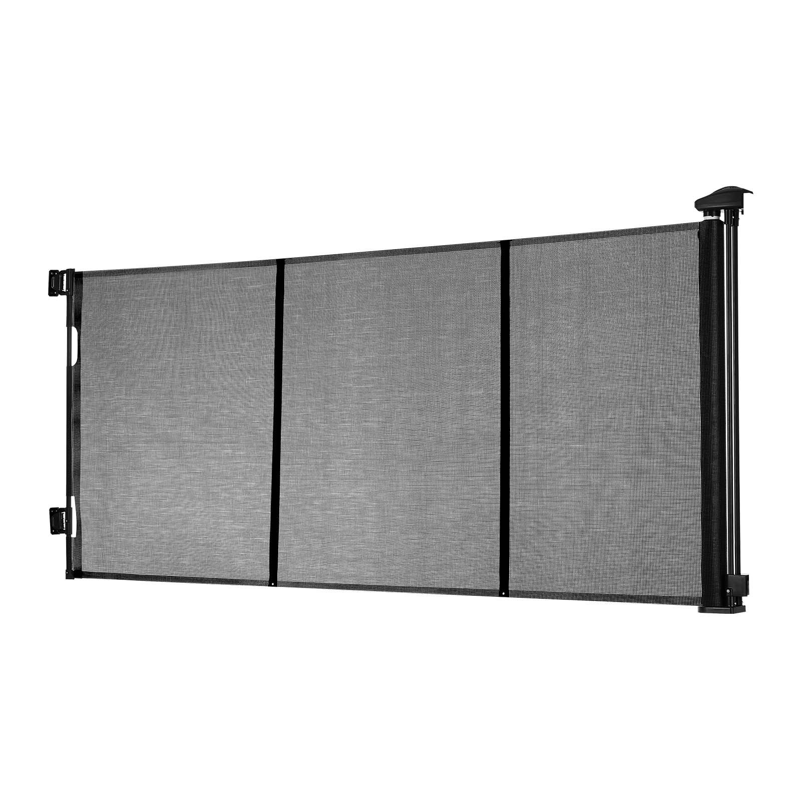 VEVOR einziehbares Babygitter Hundegitter ausziehbar auf 310 cm (B) / 795 mm (H), Treppenschutzgitter mit Sicherheitsschloss, Schutzgitter aus Netzgewebe für Treppen Flure drinnen/draußen, Schwarz