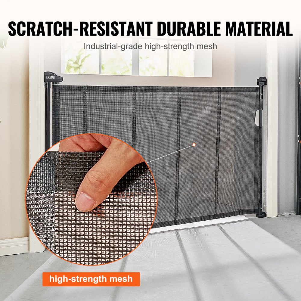 VEVOR Türschutzgitter Treppenschutzgitter Max. 153 cm Ausziehbares Babygitter 87 cm Hohe, Turschutzgitter Haustiere Kinderschutzgitter Schwarz, Treppengitter zum Klemmen für Baby Hundegitter Draußen