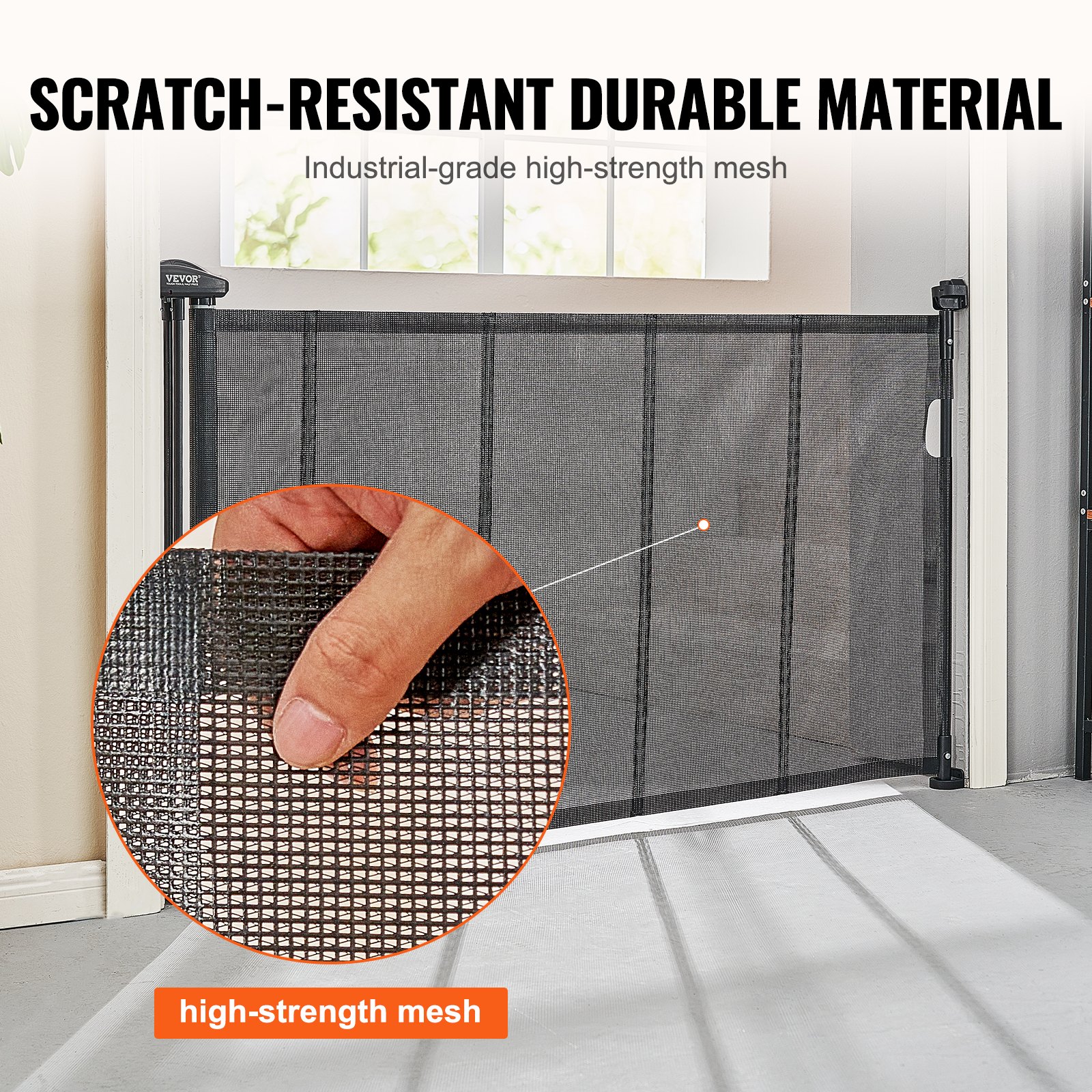 VEVOR Türschutzgitter Treppenschutzgitter Max. 153 cm Ausziehbares Babygitter 87 cm Hohe, Turschutzgitter Haustiere Kinderschutzgitter Schwarz, Treppengitter zum Klemmen für Baby Hundegitter Draußen