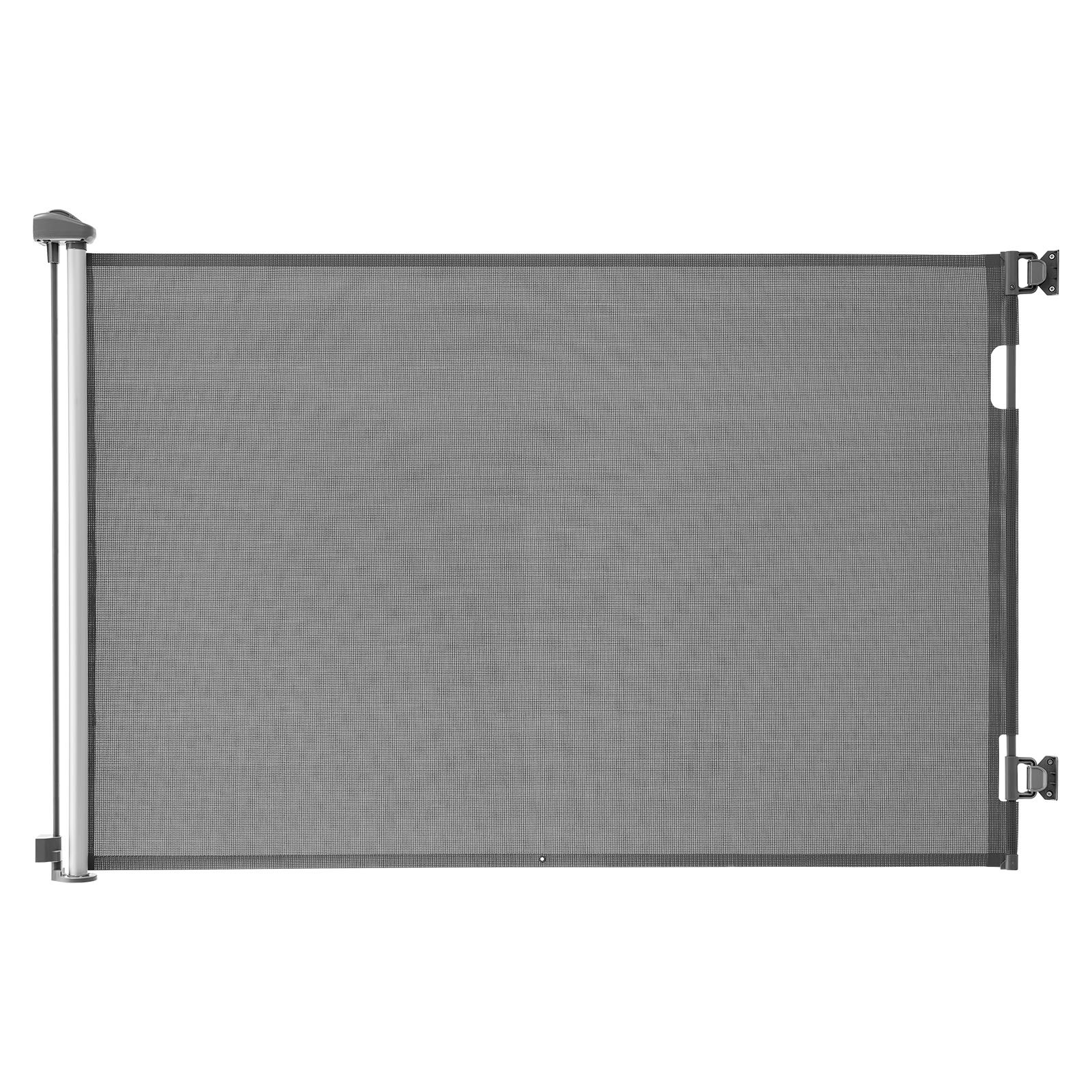 VEVOR Einziehbares Babygitter Hundegitter ausziehbar auf 145 cm Breite / 98 cm Höhe, Treppenschutzgitter mit Sicherheitsschloss, Schutzgitter aus Netzgewebe für Treppen Flure drinnen/draußen, grau