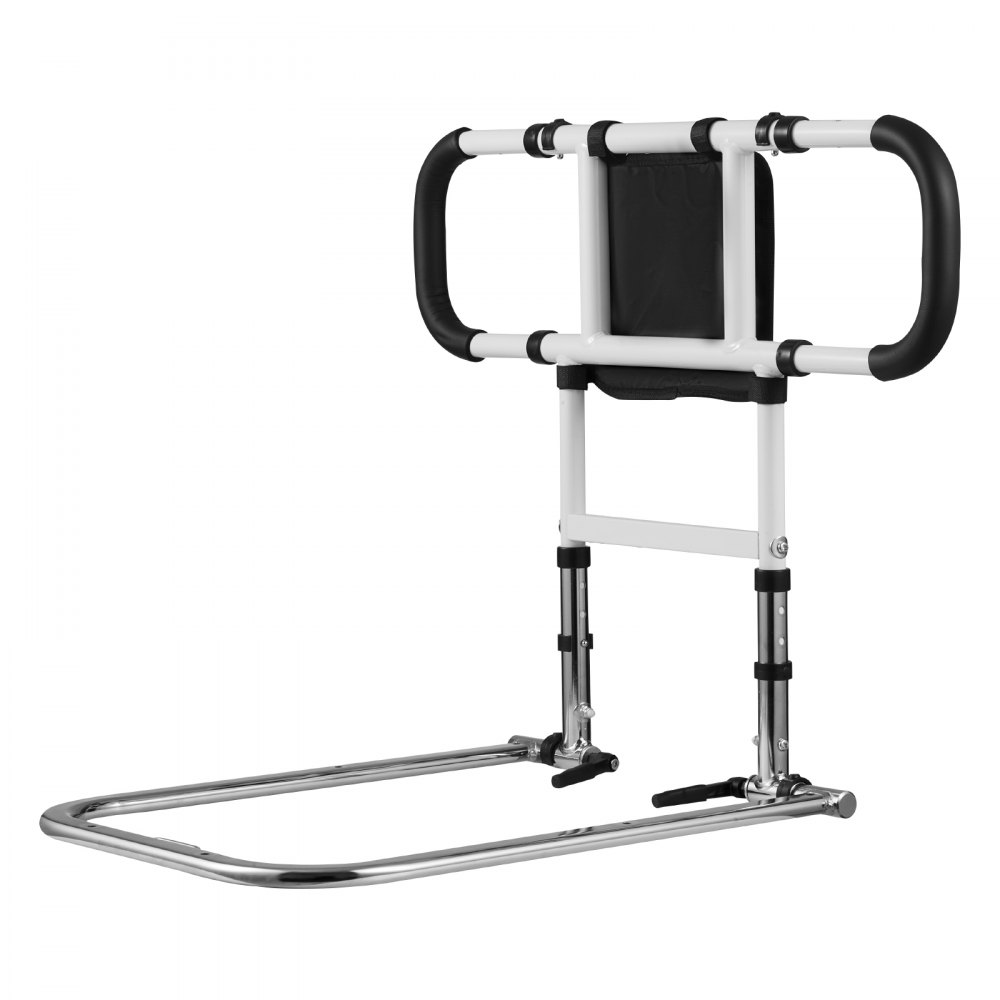 VEVOR Bed Rail for Elderly, Foldable & Extendable Bedside Assist Rail with Side Handles & PU Handrail, Adjustable Height Carbon Steel Pipe Bedside Cane, Senior Bed Bar Fits King, Queen, Full, Twin