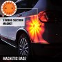 VEVOR-Straßenfackeln mit starkem Saugmagneten, die an einem Auto befestigt werden und leuchtend oranges Licht abgeben.