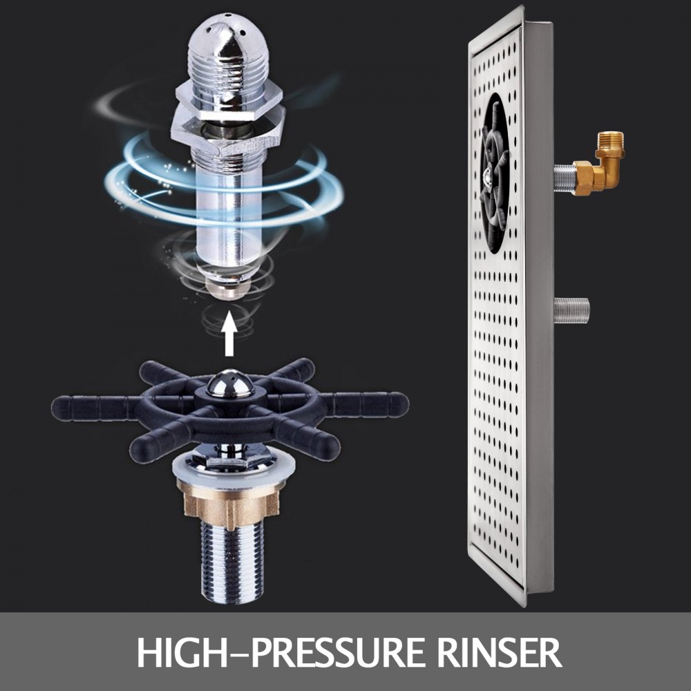 Tropfblech Aus Edelstahl Zum Einlassen Inklusive Gläserdusche 1/2" Gläserspüler