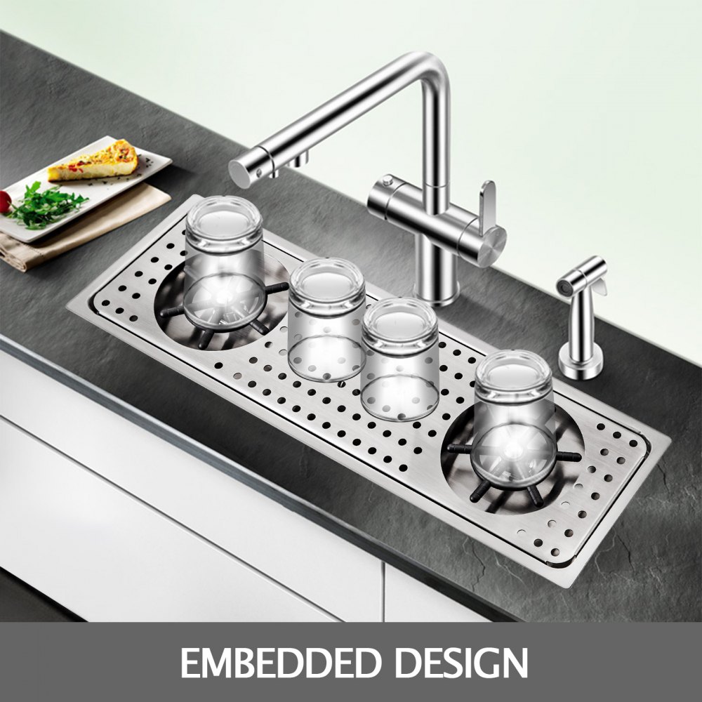 Tropfblech Aus Edelstahl Zum Einlassen Inklusive Gläserdusche 1/2" Gläserspüler