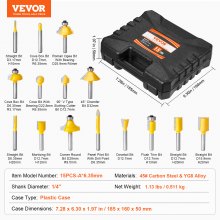 VEVOR Fräser-Set, 15-teilig, Hartmetall-Fräser, 1/4 Zoll Schaft, Tragetasche