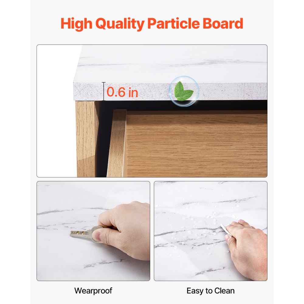 VEVOR Kommode mit 6 geriffelten Schubladen & Schiebe- und Kippschutz, minimalistischer moderner Schubladenschrank (399 x 1372 x 813 mm) Organizer für Wohnzimmer Schlafzimmer Flur (helles Holz)