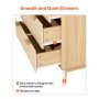 VEVOR Kommode mit 6 geriffelten Schubladen & Schiebe- und Kippschutz, minimalistischer moderner Schubladenschrank (399 x 1372 x 813 mm) Organizer für Wohnzimmer Schlafzimmer Flur (helles Holz)