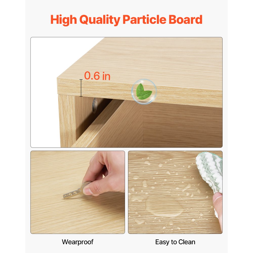 VEVOR Kommode mit 6 Schubladen & Kippschutz, minimalistischer moderner Schubladenschrank (39,9 x 137,2 x 81,3 cm) Organizer Schubladenkommode für Wohnzimmer Schlafzimmer Eingangsbereich (helles Holz)