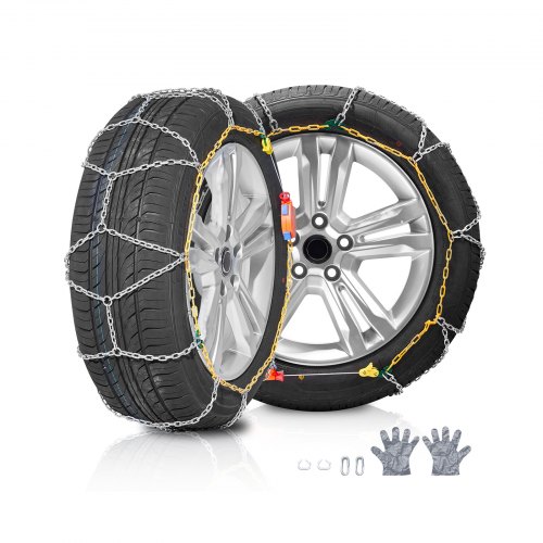 VEVOR Schneeketten Reifenketten aus Mangan-legierter Stahl, Notfall-Traktionsketten, 2 Stk. 610/685mm Universal Auto Schneeketten Schwerlast Notfallzugketten für Autos Pickups SUVs Lkws, Silber